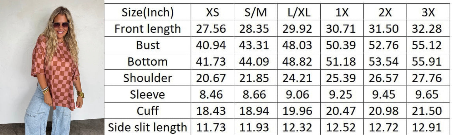 PREORDER: Check Babe Side Slit Top