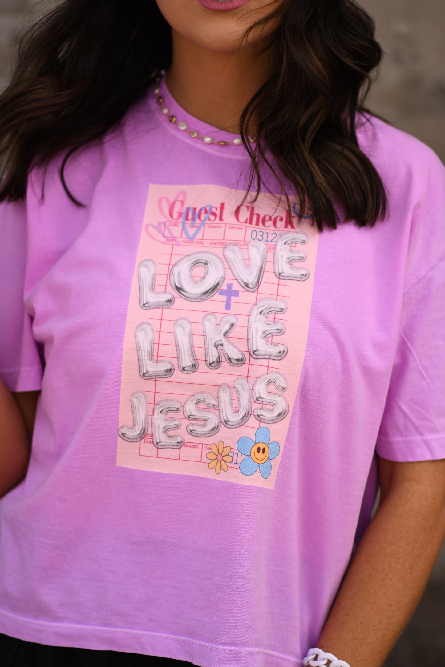 Love Like Jesus Check Crop/Tee