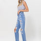 Stretch Super High Rise Crop Straight