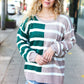 Hunter Green & Taupe Striped Color Block Sweater