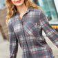 Road Trip Ready Charcoal Plaid Lightweight Button Up Shacket