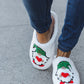 Christmas Elf Heart Print Fleece Slippers