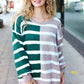 Hunter Green & Taupe Striped Color Block Sweater