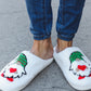 Christmas Elf Heart Print Fleece Slippers