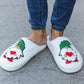 Christmas Elf Heart Print Fleece Slippers