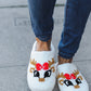 Christmas Reindeer Print Fleece Slippers