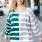 Hunter Green & Taupe Striped Color Block Sweater