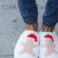 Holiday Gingerbread Man Print Fleece Slippers