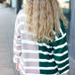 Hunter Green & Taupe Striped Color Block Sweater