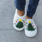 Christmas Tree Print Fleece Slippers