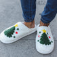 Christmas Tree Print Fleece Slippers