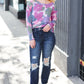 Beautiful You Magenta Floral Vintage Two Tone Knit Top