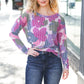 Beautiful You Magenta Floral Vintage Two Tone Knit Top