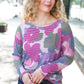 Beautiful You Magenta Floral Vintage Two Tone Knit Top