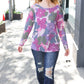 Beautiful You Magenta Floral Vintage Two Tone Knit Top