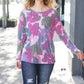 Beautiful You Magenta Floral Vintage Two Tone Knit Top