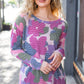 Beautiful You Magenta Floral Vintage Two Tone Knit Top