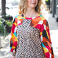 Rust & Khaki Geometric Animal Print Color Block Bubble Sleeve Top