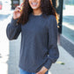 Everyday Charcoal Rib Mineral Wash Long Sleeve Top