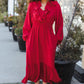 Beautiful You Holiday Red Overlap Ruffle V Neck Midi Dress