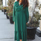 Beautiful You Holiday Green Overlap Ruffle V Neck Midi Dress