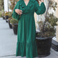 Beautiful You Holiday Green Overlap Ruffle V Neck Midi Dress