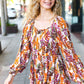 Fall in Love Taupe & Rust Floral Print Babydoll Bubble Sleeve Top