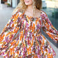 Fall in Love Taupe & Rust Floral Print Babydoll Bubble Sleeve Top