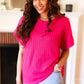 Be Your Best Fuchsia Cable Knit Dolman Short Sleeve Sweater Top