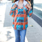 Stand Out Teal & Orange Plaid Fleece Hoodie Shacket