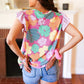 Feeling Playful Fuchsia Floral Textured Ruffle Sleeve Top