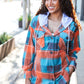 Stand Out Teal & Orange Plaid Fleece Hoodie Shacket