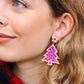 Hot Pink Christmas Tree Rhinestone Metal Dangle Earring