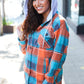 Stand Out Teal & Orange Plaid Fleece Hoodie Shacket