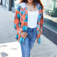 Stand Out Teal & Orange Plaid Fleece Hoodie Shacket