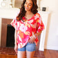 Tropical Vibes Peach Floral Dolman Ruffle Frill Sleeve Blouse