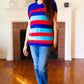 Forget Me Not Royal Blue Stripe Short Sleeve Dolman Sweater