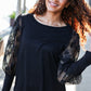 Feeling Femme Black Lace Bubble Sleeve Hacci Sweater Top