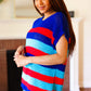 Forget Me Not Royal Blue Stripe Short Sleeve Dolman Sweater