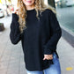 Classy Chic Black Mock Neck Chest Pocket Knit Sweater