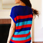 Forget Me Not Royal Blue Stripe Short Sleeve Dolman Sweater