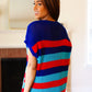 Forget Me Not Royal Blue Stripe Short Sleeve Dolman Sweater