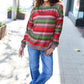 Perfectly You Olive & Mauve Stripe Two-Tone Banded Sweater Top