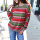 Perfectly You Olive & Mauve Stripe Two-Tone Banded Sweater Top