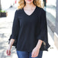 Falling In Love Black Hi-Lo Ruffle Sleeve Woven Top