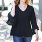 Falling In Love Black Hi-Lo Ruffle Sleeve Woven Top