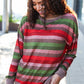 Perfectly You Olive & Mauve Stripe Two-Tone Banded Sweater Top