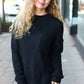 Classy Chic Black Mock Neck Chest Pocket Knit Sweater