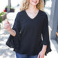 Falling In Love Black Hi-Lo Ruffle Sleeve Woven Top