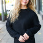 Classy Chic Black Mock Neck Chest Pocket Knit Sweater